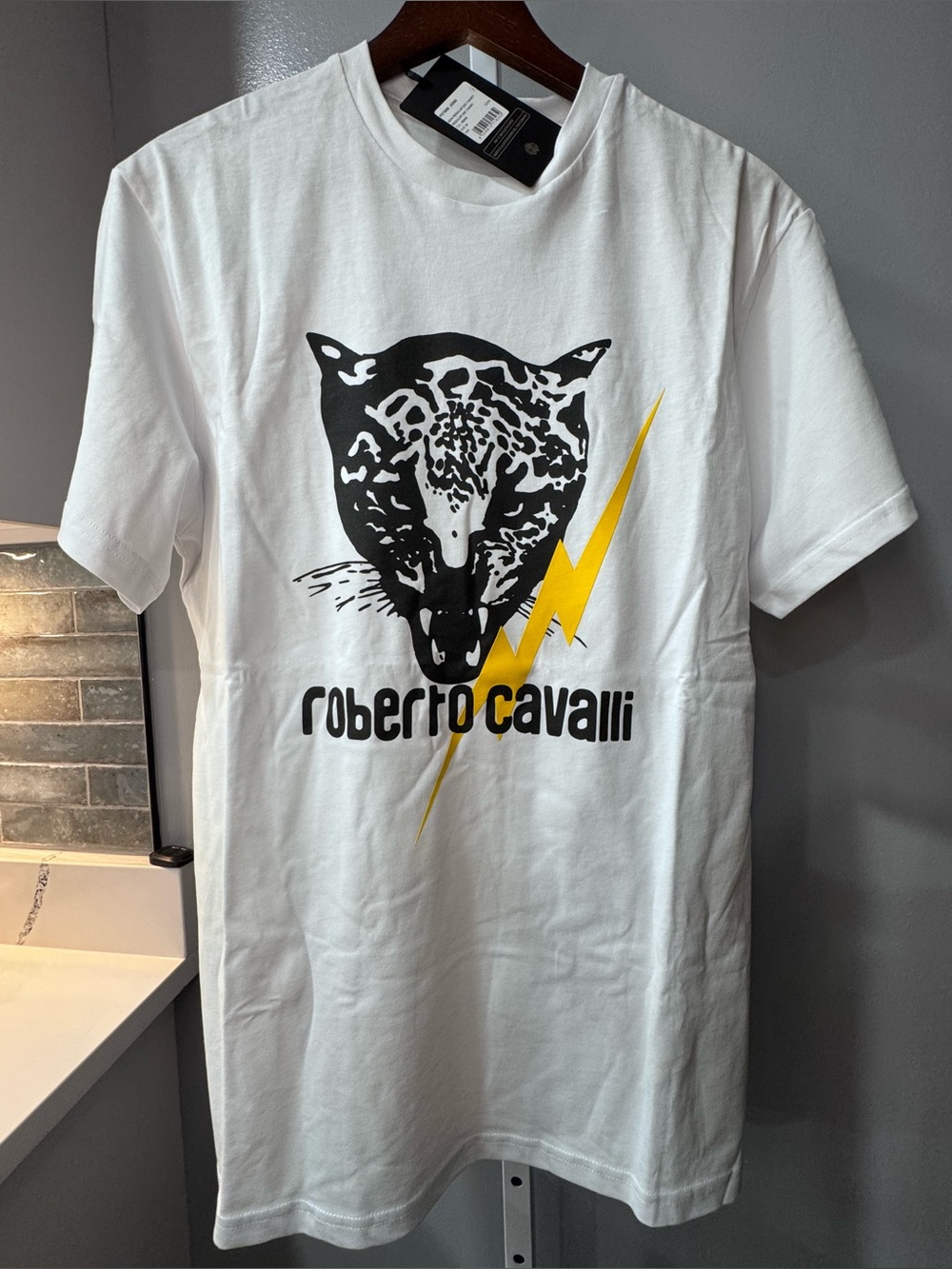Roberto Cavalli Panther Graphic Tee White Men’s Medium NWT